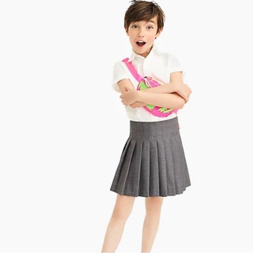 J. Crew Crewcuts Pleated Gray Mini Skirt Girls 12